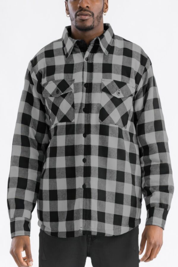 Men’s Quilted Padded Flannel Shirt-Jacket – Angled Pockets