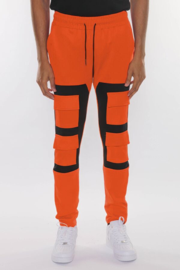 Color Block Cargo Track Pant – Contrast Panel Design