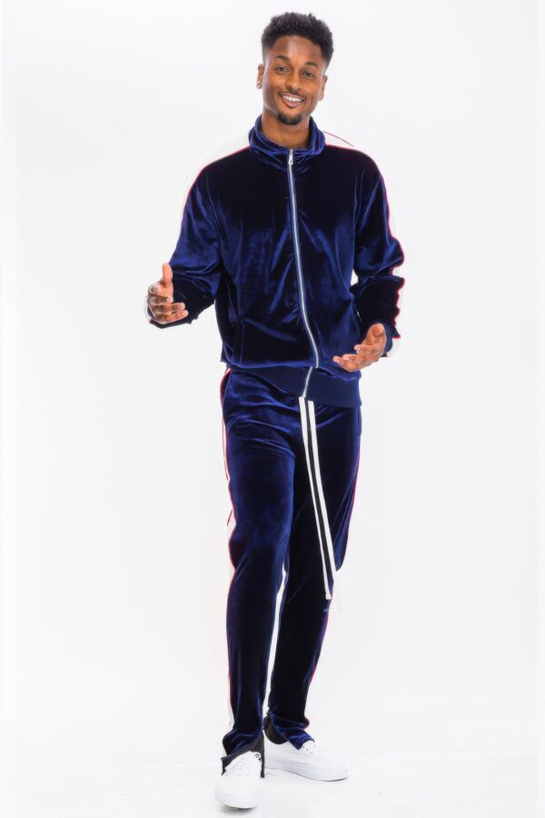 Men’s Velour Track Set with Piping & Ankle Zips