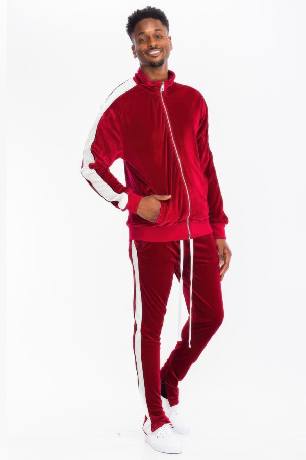 Men’s Velour Track Set with Piping & Ankle Zips