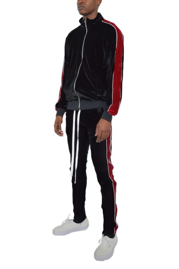 Men’s Velour Track Set with Piping & Ankle Zips