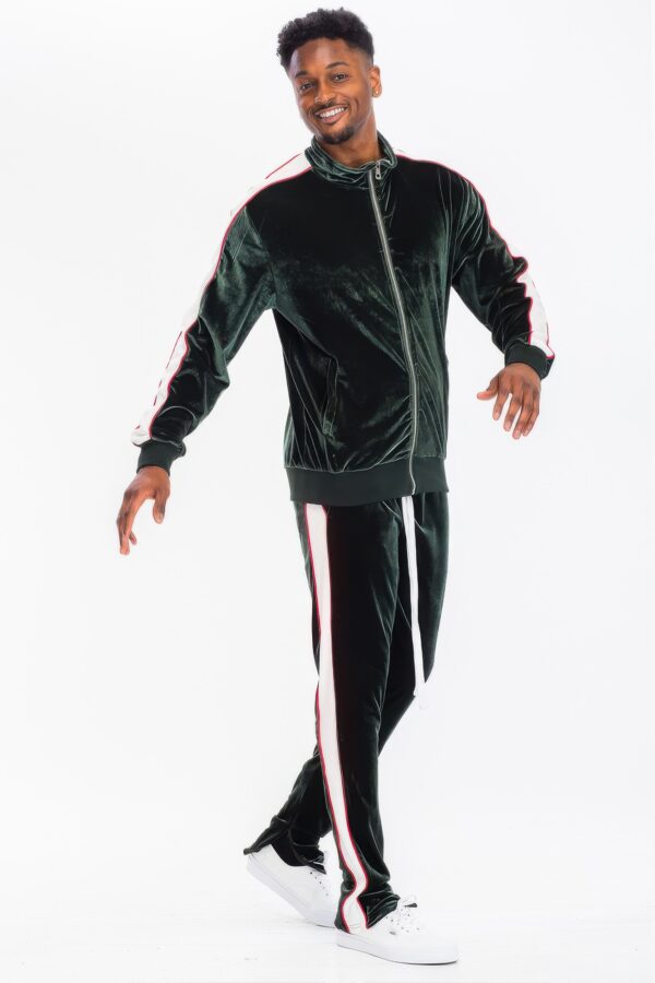 Men’s Velour Track Set with Piping & Ankle Zips