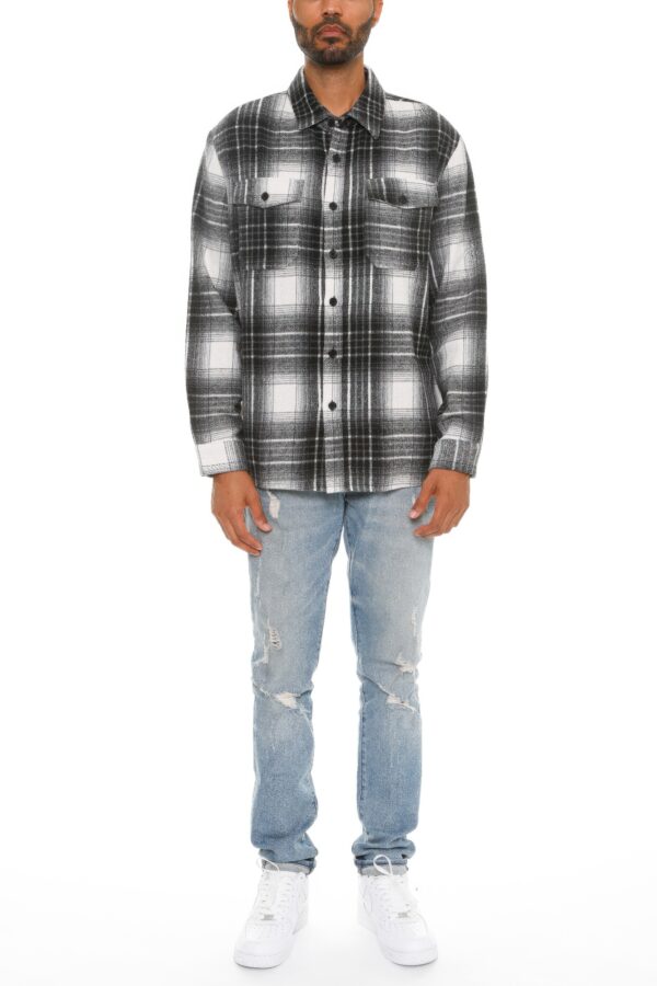 Men’s Checkered Brushed Flannel Shacket with Chest Pockets
