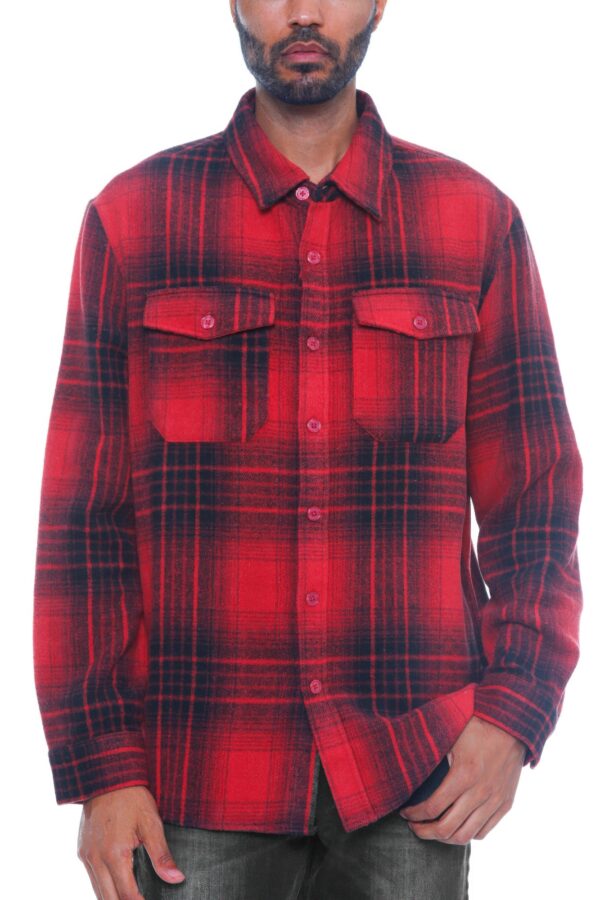Men’s Checkered Brushed Flannel Shacket with Chest Pockets