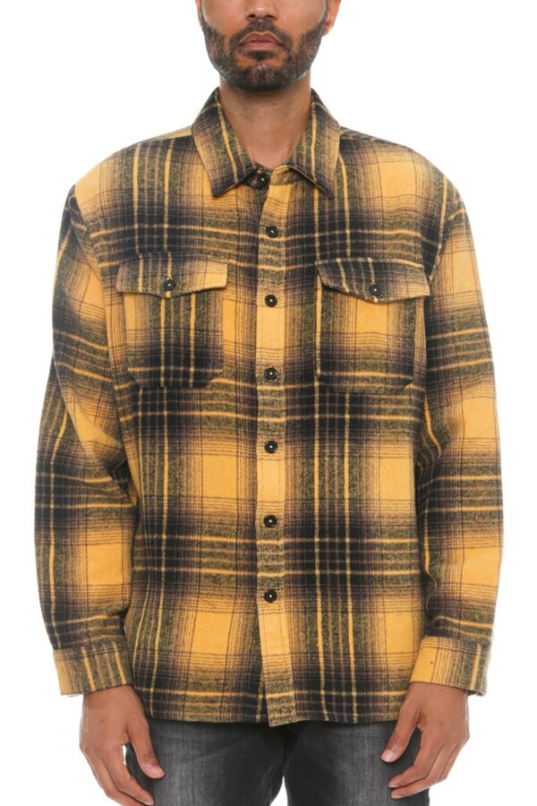 Men’s Checkered Brushed Flannel Shacket with Chest Pockets