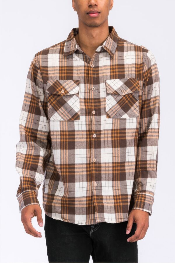 Men’s Plaid Flannel Shirt – Regular Fit with Chest Pockets