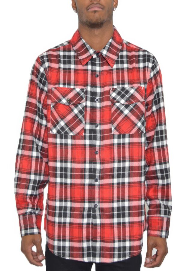 Men’s Plaid Flannel Shirt – Regular Fit with Chest Pockets