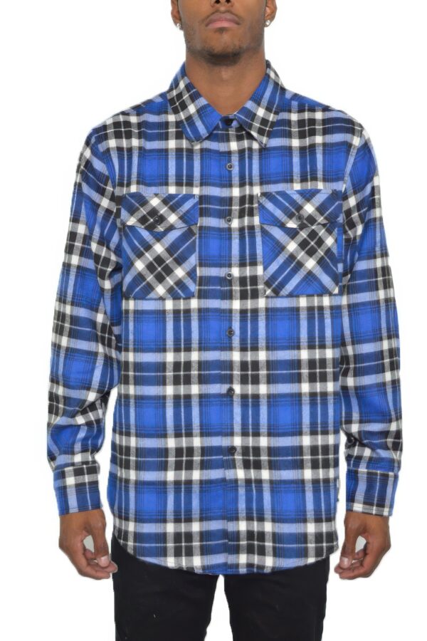 Men’s Plaid Flannel Shirt – Regular Fit with Chest Pockets