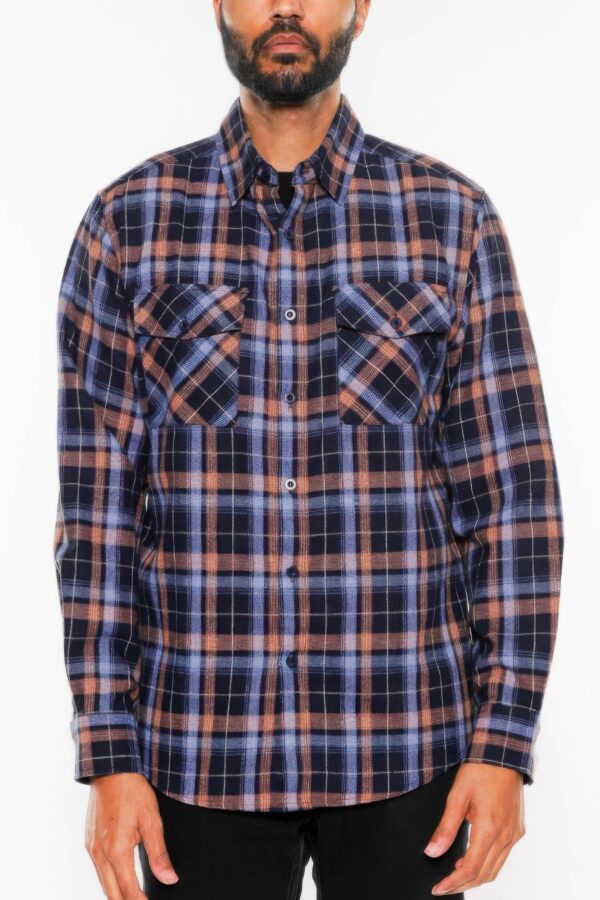 Men’s Plaid Flannel Shirt – Regular Fit with Chest Pockets