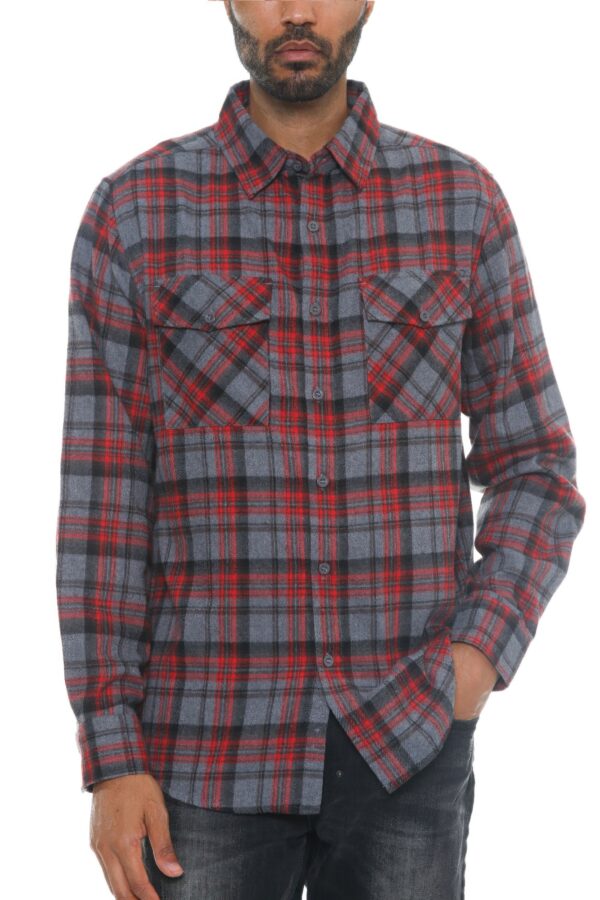 Men’s Plaid Flannel Shirt – Regular Fit with Chest Pockets