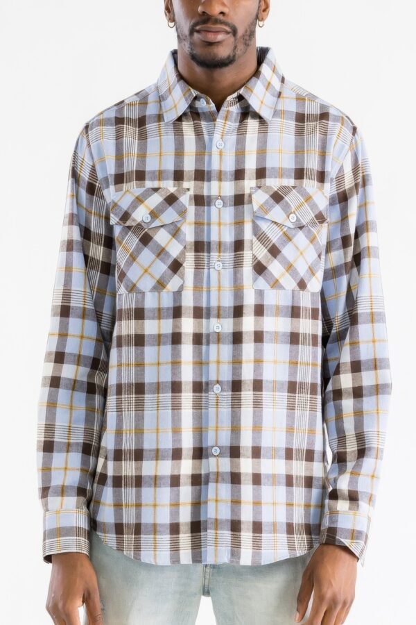 Men’s Plaid Flannel Shirt – Regular Fit with Chest Pockets