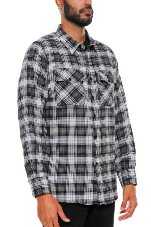 Checker Plaid Flannel Shirt – Long Sleeve for Men