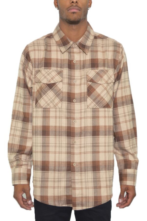 Checker Plaid Flannel Shirt – Long Sleeve for Men