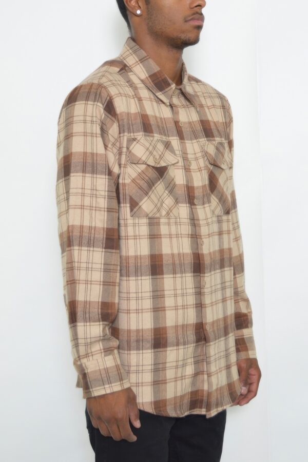 Checker Plaid Flannel Shirt – Long Sleeve for Men