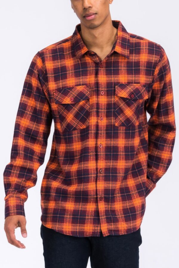 Checker Plaid Flannel Shirt – Long Sleeve for Men