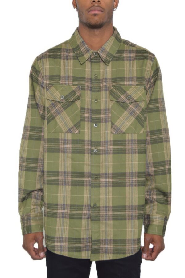 Checker Plaid Flannel Shirt – Long Sleeve for Men