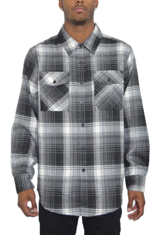 Checker Plaid Flannel Shirt – Long Sleeve for Men