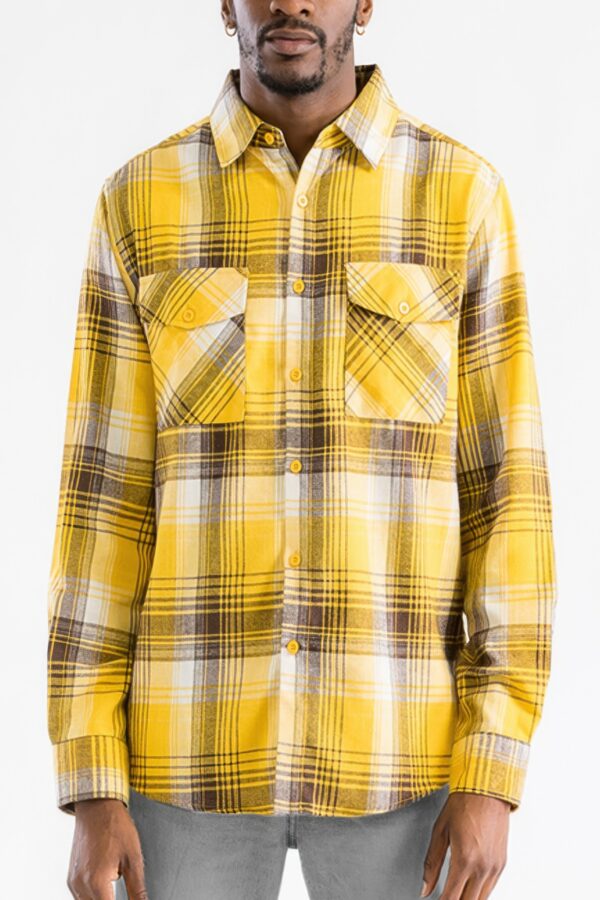 Checker Plaid Flannel Shirt – Long Sleeve for Men