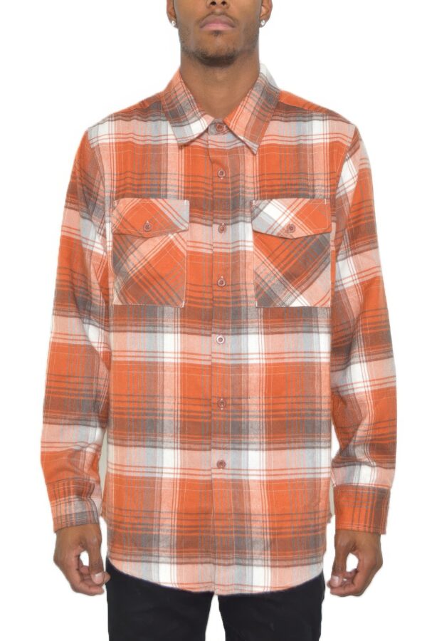 Checker Plaid Flannel Shirt – Long Sleeve for Men