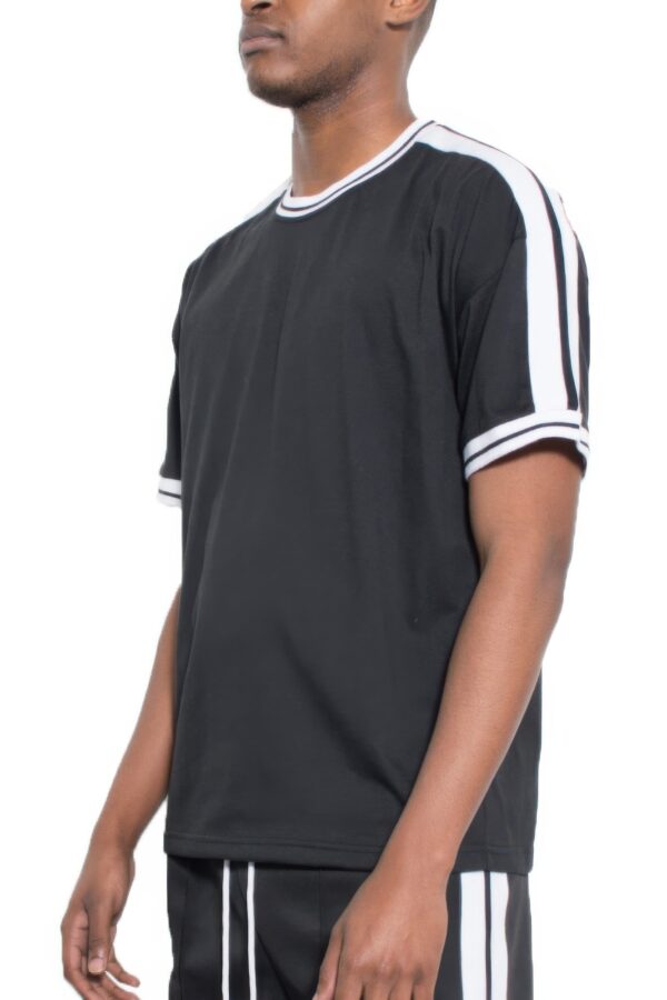 Men’s Striped Tape Short-Sleeve Cotton T-Shirt