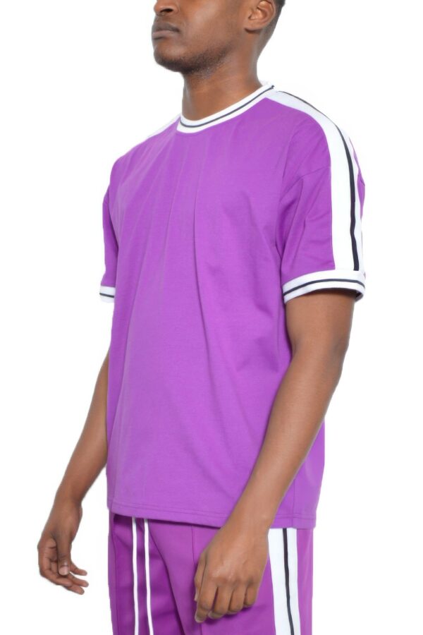 Men’s Striped Tape Short-Sleeve Cotton T-Shirt