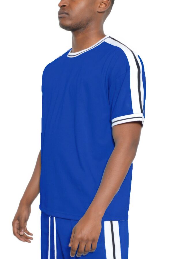 Men’s Striped Tape Short-Sleeve Cotton T-Shirt