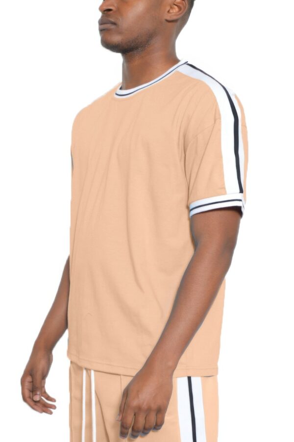 Men’s Striped Tape Short-Sleeve Cotton T-Shirt