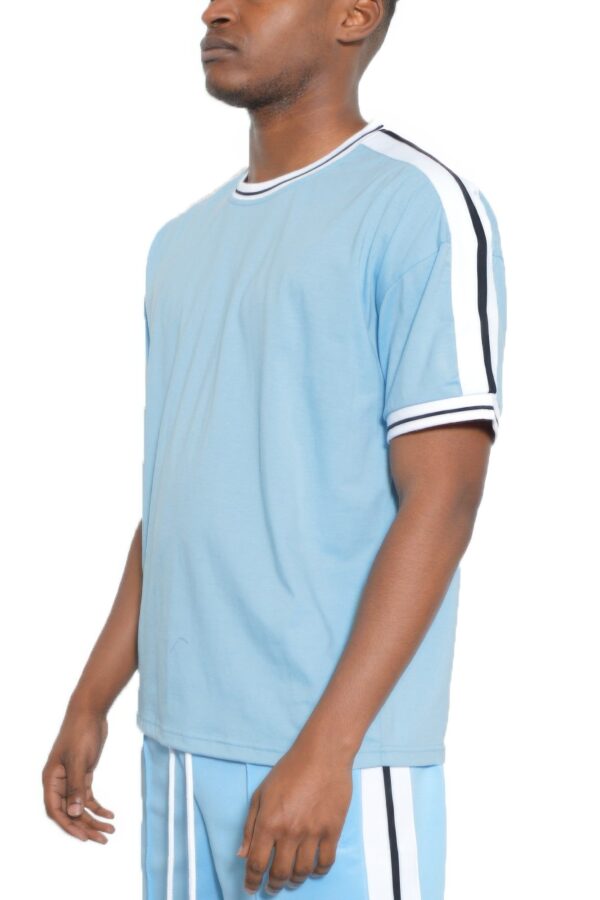 Men’s Striped Tape Short-Sleeve Cotton T-Shirt