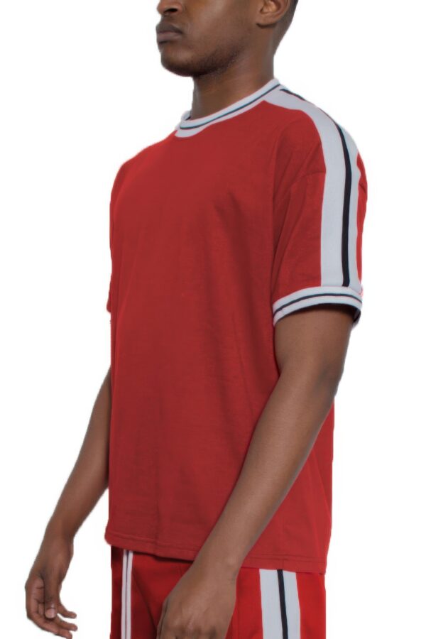 Men’s Striped Tape Short-Sleeve Cotton T-Shirt