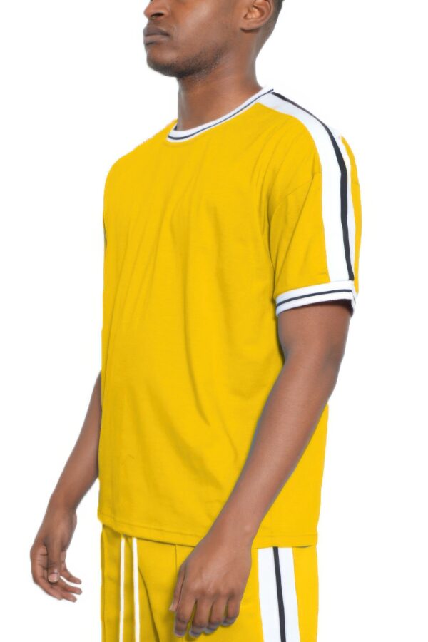 Men’s Striped Tape Short-Sleeve Cotton T-Shirt