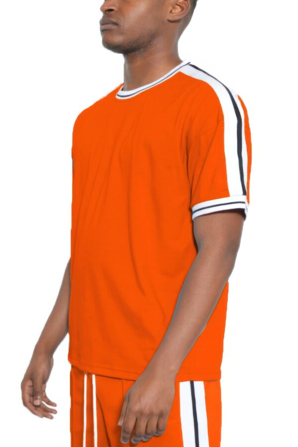 Men’s Striped Tape Short-Sleeve Cotton T-Shirt