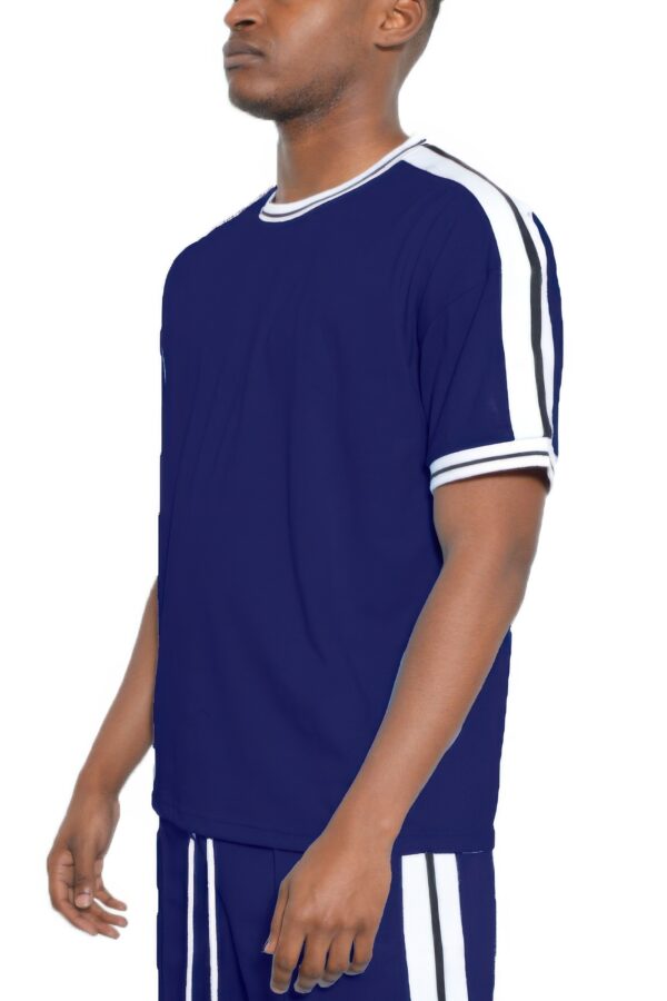 Men’s Striped Tape Short-Sleeve Cotton T-Shirt