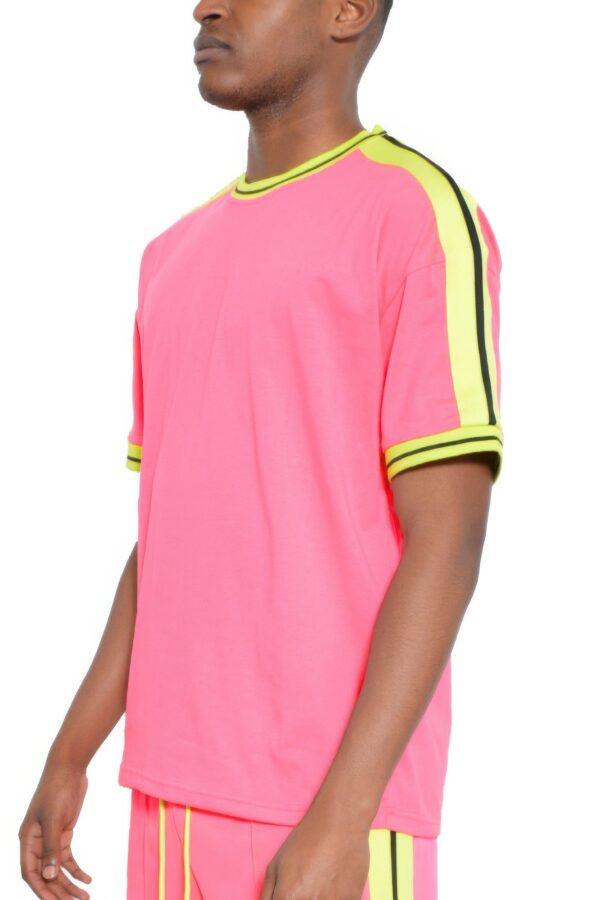 Men’s Striped Tape Short-Sleeve Cotton T-Shirt
