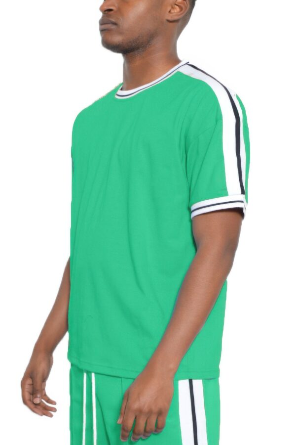 Men’s Striped Tape Short-Sleeve Cotton T-Shirt