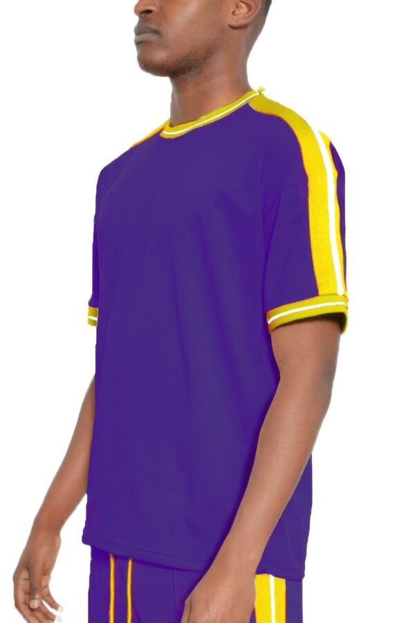 Men’s Striped Tape Short-Sleeve Cotton T-Shirt