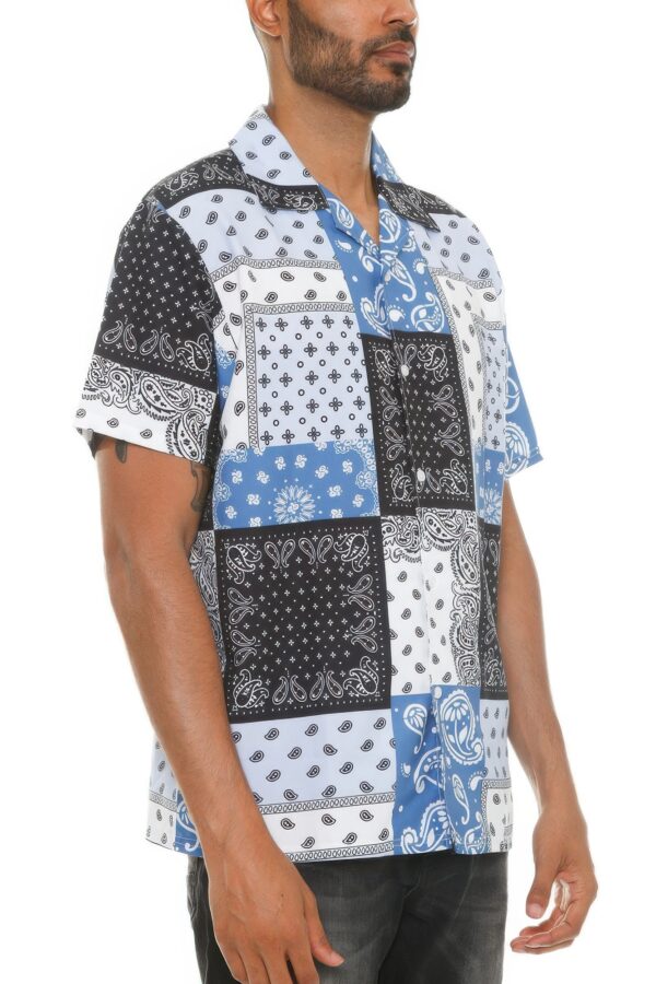 Men’s Collared Printed Button-Down Shirt – Multi-Color
