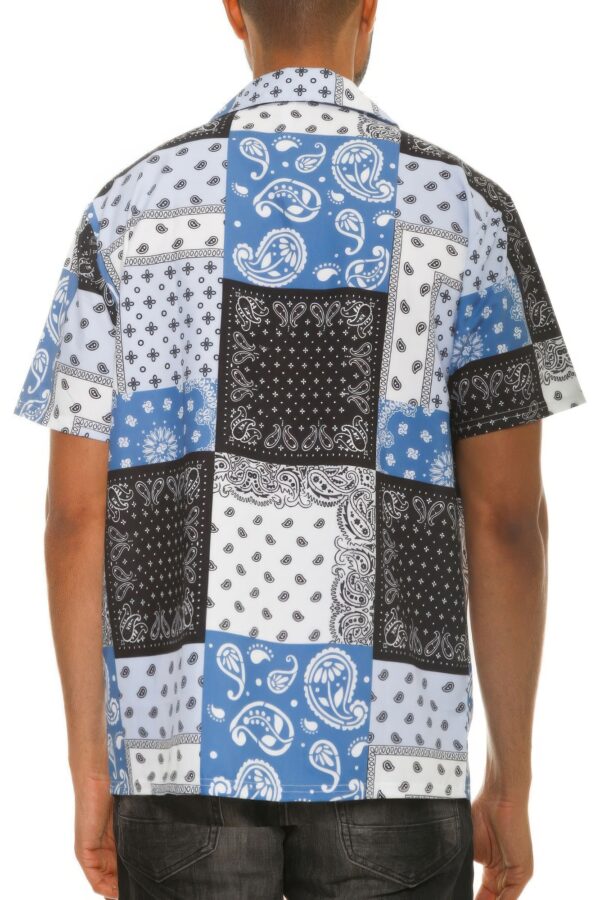 Men’s Collared Printed Button-Down Shirt – Multi-Color