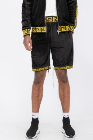 Status Print Velour Suede Shorts – Elastic Logo Waistband