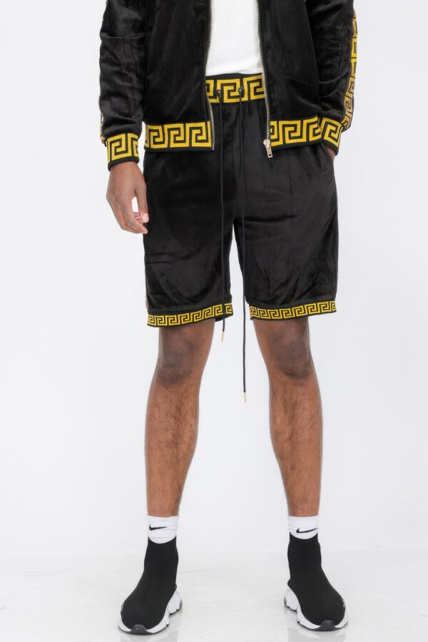 Status Print Velour Suede Shorts – Elastic Logo Waistband