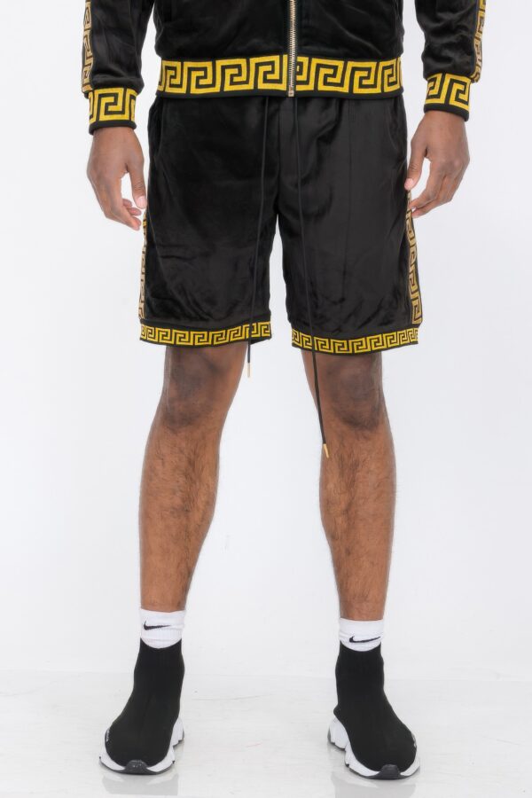 Status Print Velour Suede Shorts – Elastic Logo Waistband