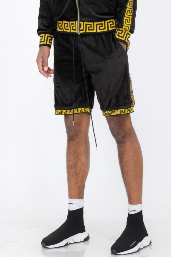 Status Print Velour Suede Shorts – Elastic Logo Waistband
