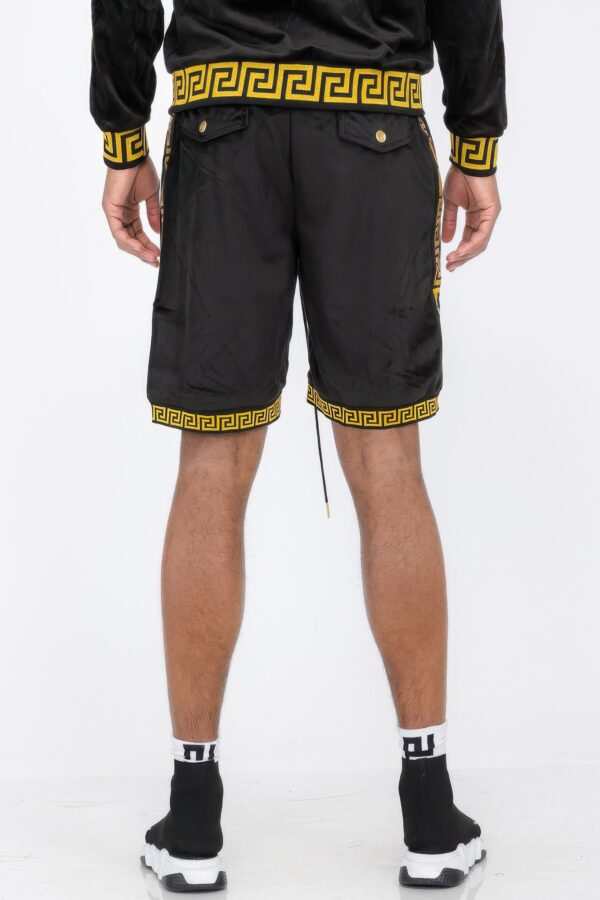 Status Print Velour Suede Shorts – Elastic Logo Waistband