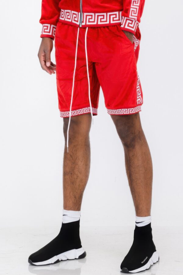 Status Print Velour Suede Shorts – Elastic Logo Waistband