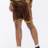 Status Print Velour Suede Shorts – Elastic Logo Waistband