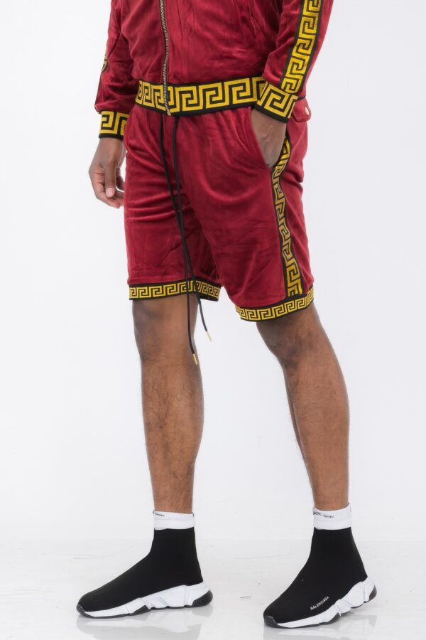Status Print Velour Suede Shorts – Elastic Logo Waistband