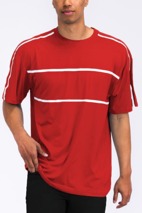 Round Neck Tape Stripe T-Shirt – Shoulder Tape Detail