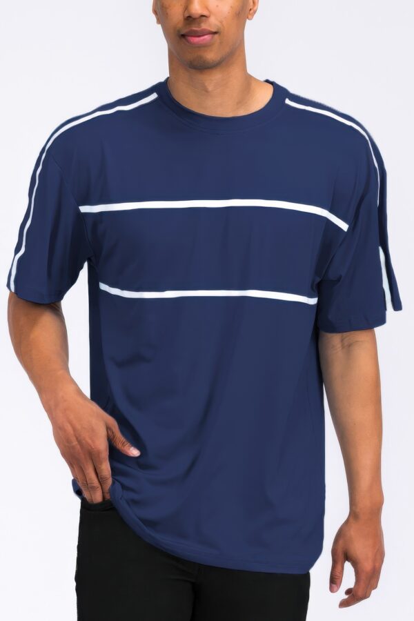 Round Neck Tape Stripe T-Shirt – Shoulder Tape Detail