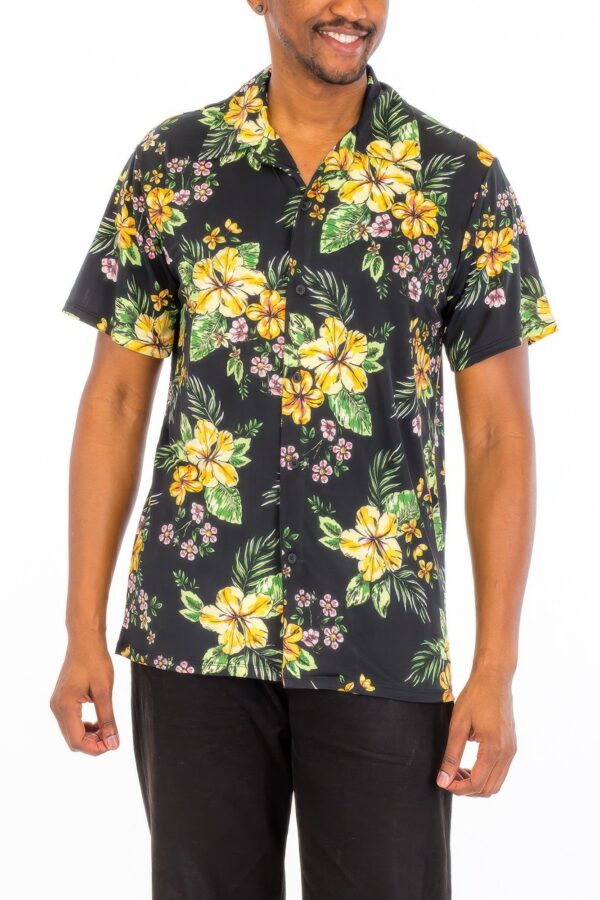 Men’s Floral Button-Down Shirt – LA Woven Polyester