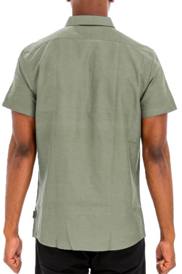 Men’s Short-Sleeve Solid Button Shirt with Chest Pocket
