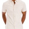 Men’s Short-Sleeve Solid Button Shirt with Chest Pocket